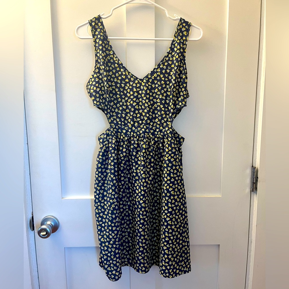 Blue floral cutout dress